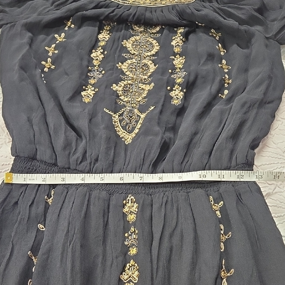 STUNNING Joie "Berline" Black Beaded Embellished Chiffon Dress - Picture 9 of 15